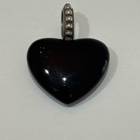 Retired Authentic Pandora Mi Amor Black Onyx Necklace Charm - Picture 1 of 3